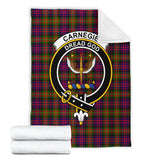 Clan Carnegie Modern Crest Tartan Blanket UC130