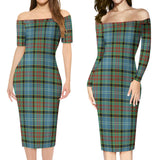 Clan Cathcart Tartan Off Shoulder Lady Dress VD1058