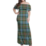 Clan Cathcart Tartan Off Shoulder Long Dress VL147