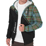 Clan Cathcart Crest Tartan Sherpa Hoodie Curve Style CE850