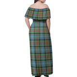 Clan Cathcart Tartan Off Shoulder Long Dress VL147