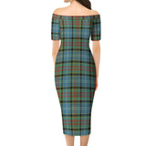 Clan Cathcart Tartan Off Shoulder Lady Dress VD1058