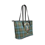 Clan Cathcart Crest Tartan Leather Tote Bag MT2061