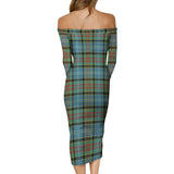 Clan Cathcart Tartan Off Shoulder Lady Dress VD1058