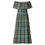 Clan Cathcart Tartan Off Shoulder Long Dress VL147