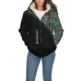 Clan Cathcart Crest Tartan Sherpa Hoodie Curve Style CE850