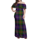 Clan Chalmers Modern Tartan Off Shoulder Long Dress VL149