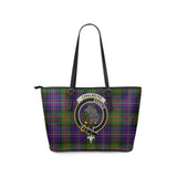 Clan Chalmers Modern Crest Tartan Leather Tote Bag MT2060