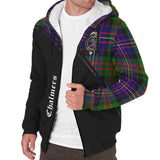 Clan Chalmers Modern Crest Tartan Sherpa Hoodie Curve Style CE849