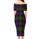 Clan Chalmers Modern Tartan Off Shoulder Lady Dress VD1057