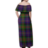 Clan Chalmers Modern Tartan Off Shoulder Long Dress VL149