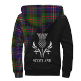 Clan Chalmers Modern Crest Tartan Sherpa Hoodie Curve Style CE849