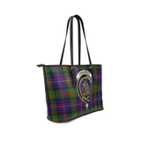 Clan Chalmers Modern Crest Tartan Leather Tote Bag MT2060