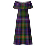 Clan Chalmers Modern Tartan Off Shoulder Long Dress VL149