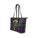 Clan Chalmers Modern Crest Tartan Leather Tote Bag MT2060