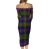 Clan Chalmers Modern Tartan Off Shoulder Lady Dress VD1057