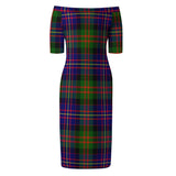 Clan Chalmers Modern Tartan Off Shoulder Lady Dress VD1057