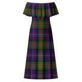 Clan Chalmers Modern Tartan Off Shoulder Long Dress VL149