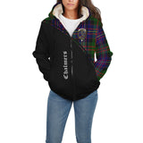 Clan Chalmers Modern Crest Tartan Sherpa Hoodie Curve Style CE849