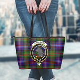 Clan Chalmers Modern Crest Tartan Leather Tote Bag MT2060