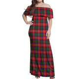 Clan Charteris Tartan Off Shoulder Long Dress VL150