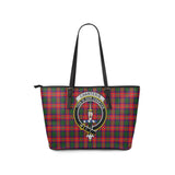 Clan Charteris Crest Tartan Leather Tote Bag MT2059