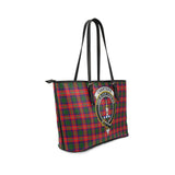 Clan Charteris Crest Tartan Leather Tote Bag MT2059