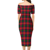 Clan Charteris Tartan Off Shoulder Lady Dress VD1056