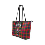 Clan Charteris Crest Tartan Leather Tote Bag MT2059