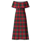 Clan Charteris Tartan Off Shoulder Long Dress VL150