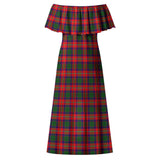 Clan Charteris Tartan Off Shoulder Long Dress VL150