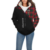 Clan Charteris Crest Tartan Sherpa Hoodie Curve Style CE848