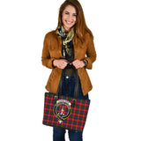 Clan Charteris Crest Tartan Leather Tote Bag MT2059