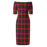 Clan Charteris Tartan Off Shoulder Lady Dress VD1056