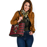 Clan Charteris Crest Tartan Leather Tote Bag MT2059