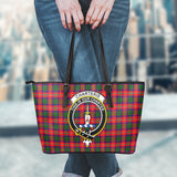 Clan Charteris Crest Tartan Leather Tote Bag MT2059