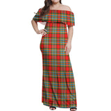 Clan Chattan Tartan Off Shoulder Long Dress VL151