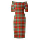 Clan Chattan Tartan Off Shoulder Lady Dress VD1055