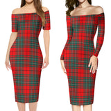 Clan Cheyne Tartan Off Shoulder Lady Dress VD1054