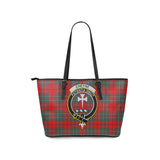 Clan Cheyne Crest Tartan Leather Tote Bag MT2057