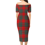 Clan Cheyne Tartan Off Shoulder Lady Dress VD1054