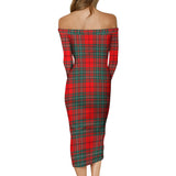 Clan Cheyne Tartan Off Shoulder Lady Dress VD1054