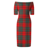 Clan Cheyne Tartan Off Shoulder Lady Dress VD1054