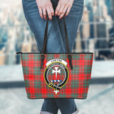 Clan Cheyne Crest Tartan Leather Tote Bag MT2057