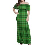 Clan Clephan Tartan Off Shoulder Long Dress VL167