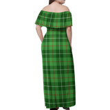 Clan Clephan Tartan Off Shoulder Long Dress VL167