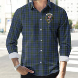 Clan Cockburn Blue Crest Tartan Long Sleeve Shirt PC827