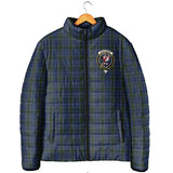 Clan Cockburn Blue Crest Tartan Padded Jacket RF156