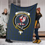 Clan Cockburn Blue Crest Tartan Blanket UC158