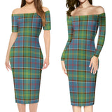 Clan Colville Tartan Off Shoulder Lady Dress VD1025